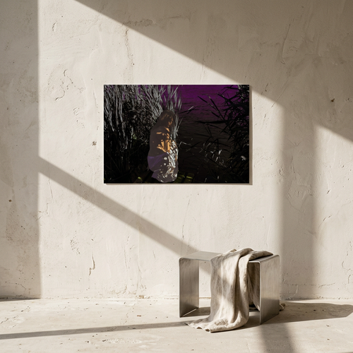 Purple Hour in a raw beige editorial interior